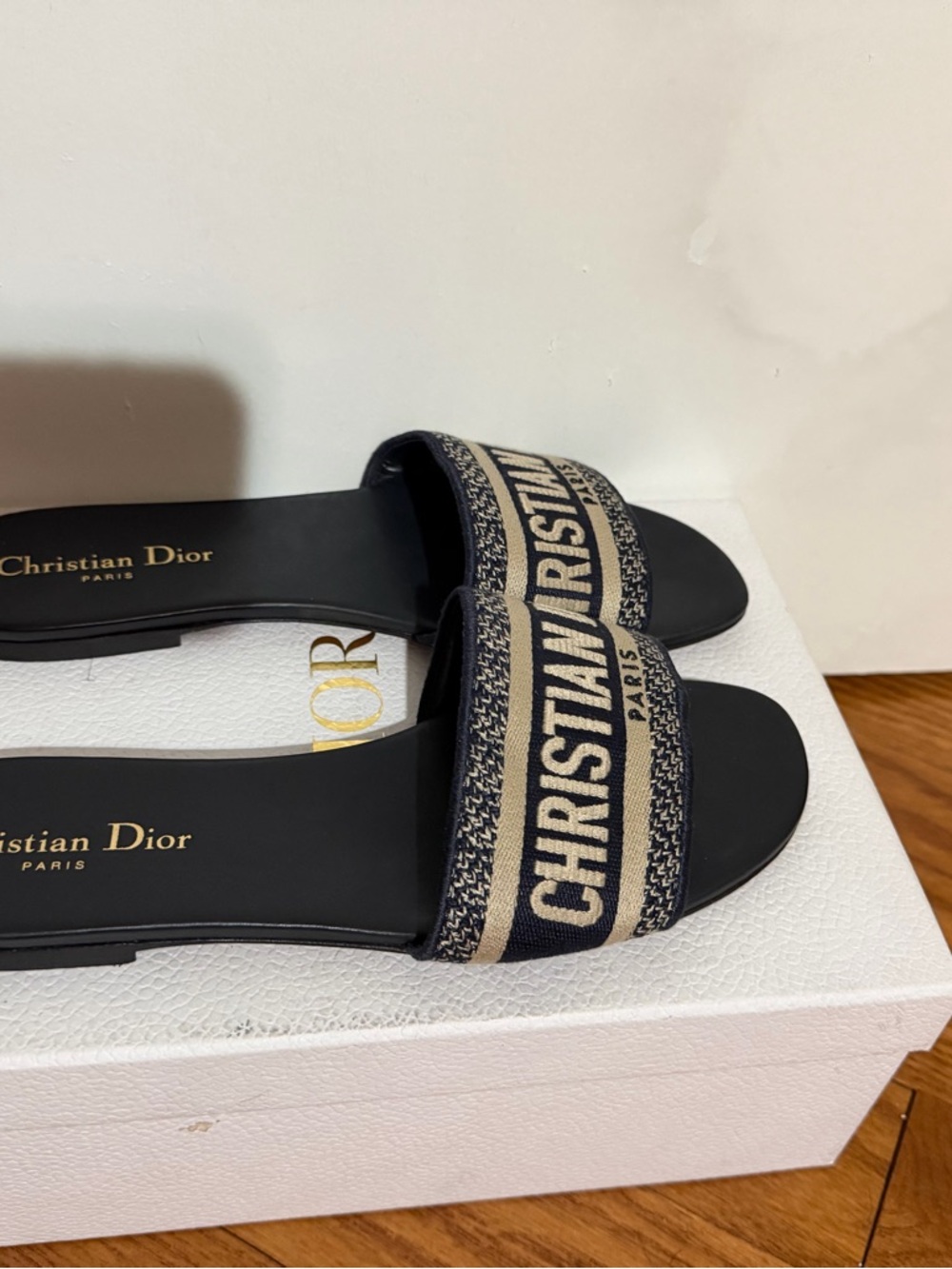 Dior Navy and Cream Christian Dior Slide Sandals - Picture 3 of 3